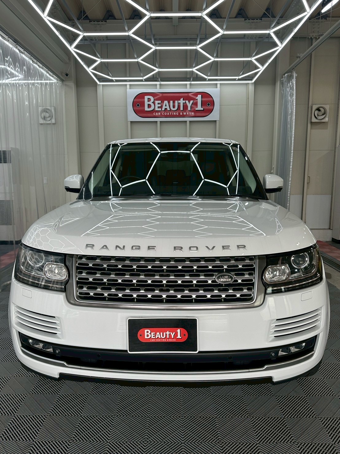 レンジローバー/EXセラミック　リアガラスウロコ取り・ウィンドウコート